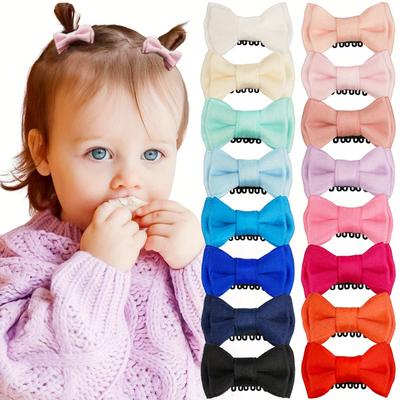 TEMU 16-pack Handmade Hair Clips, 2-inch Cute Double-layer Hair , Polyester Oval Themed Christmas Hair Accessories With Bow For Kids