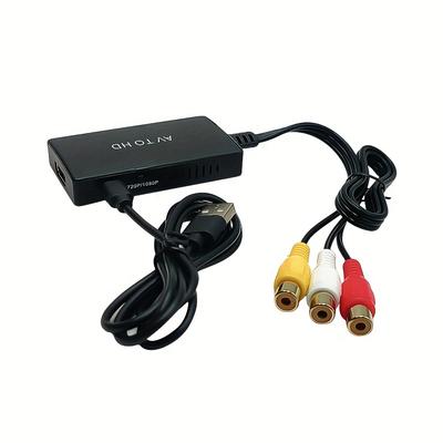 TEMU Av To Adapter Support 1080p Pal/ntsc Compatible With , Ps2, Ps3, Stb, , Vhs, Vcr, Blue-ray Dvd Players