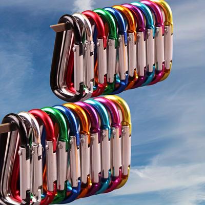 TEMU 20-pack Aluminum Alloy Carabiner Clips, Multifunctional D-ring Buckles For Outdoor Camping, Hiking, Fishing & Gear Attachment