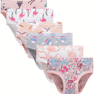 TEMU 6 Pack Little Girls' Soft Cotton Underwear Kids Cool Breathable Comfort Panty Briefs Toddler Undies