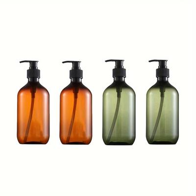 TEMU Set Of 4 Plastic Dispenser Bottles, 300ml Refillable, Phthalate-free Unscented And Shampoo