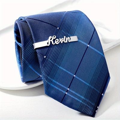 TEMU Personalized Stainless Steel Tie Bar For Men: Customized Name Tie Clip - Suitable For Husband, Groomsmen, Or College Style