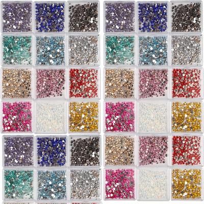 TEMU 86400pcs Nail Art Set Flat Back Glass Rhinestones Mixed Color/ Shape Flatback Decorations For Nailsart Dlye