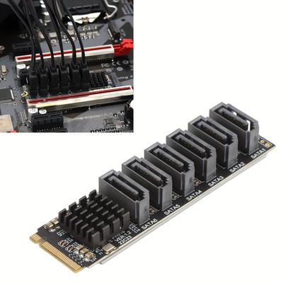 TEMU 6gbps Ph516m.2 To Sata3.0 Adapter Card 6gbps High Speed Asm1166 M.2 Pcie To Sata Expansion Card With Smart Indicator