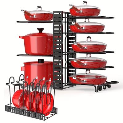 TEMU 8 Tiers Pots And Pans Organizer, Adjustable Pot Rack With 3 Diy For Cabinet Kitchen Organization Storage