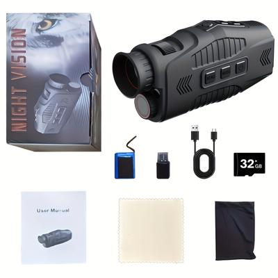 TEMU Abs R11 Night Vision Monocular With 32g Card- All-black For - Hd Photography & Video, Digital Zoom, Rechargeable - Hunting, Camping, Wildlife Observation, And More