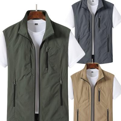 TEMU 3 Pcs Men's Quick Dry And Water Proof Golf Lightweight Photo Vest Fishing Travel Safari Vest Softshell Causal Sleeveless Jacket Outerwear