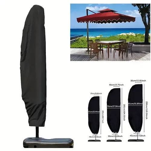 Juste de parapluie de jardin en tissu Oxford 210D, imperméable, avec fermeture éclair, pour l'extérieur, de 9 à 12 pieds (noir)