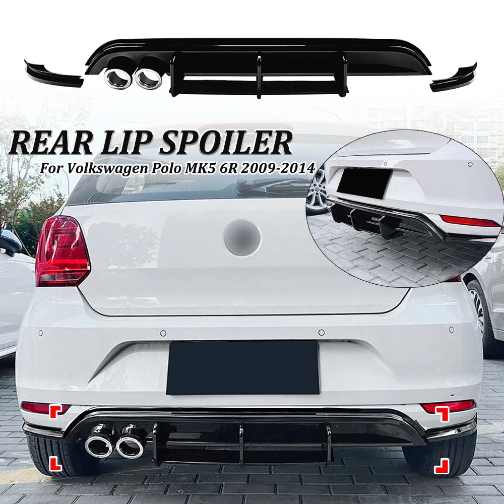 Hinten Stoßstange Lowe Lip Diffusor Spoiler Splitter Schutz Glanz Schwarz Auto Für Volkswagen Polo MK5 6R 2009-2014 Modifikation Image