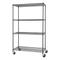 48"W x 24"D x 72"H 4-Tier NSF Wire Shelving Unit with Wheels (Black)