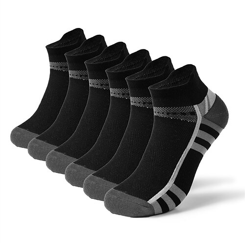 Herren 6 Paare Mehrfachpackungen Socken Laufsport Socken Freizeitsocken Schwarz Rote Farbe Farbblock Sport Natur Täglich Urlaub Grundlegend Mittel Frühling Herbst Modisch Brautkleider schlicht Image