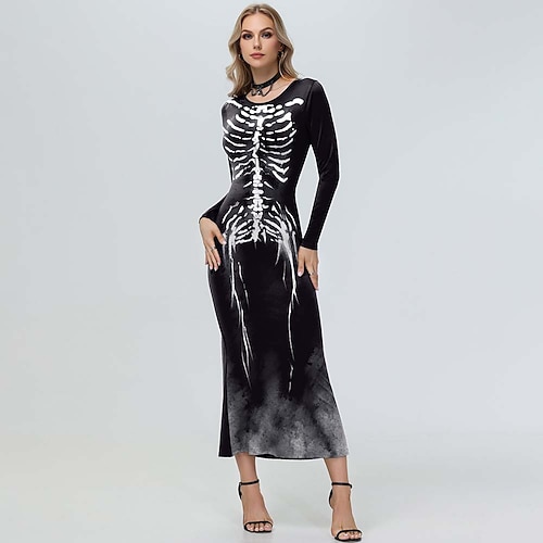 Totenkopf Karneval Kleid Kostüm Punk Gothic Sexy Kostüm Erwachsene Damen Karneval Party / Abend Einfaches Karnevalskostüm Verkleiden Image