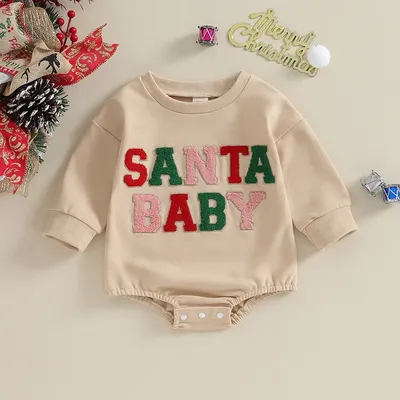 2023-09-05 Lioraitiin 0-18M Newborn Baby Girl Boy Christmas Romper Sweatshirt Oversized Bubble