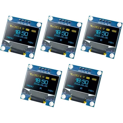 5 Pcs 0.96 Inch OLED I2C IIC Display Module 12864 128x64 Pixel SSD1306 Mini Self-Luminous OLED