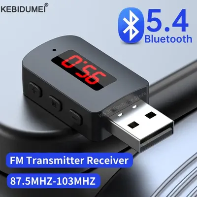 USB Bluetooth 5.4 FM Transmitter With Mic Handsfree Call Car Kit Auto LED Display Audio Music