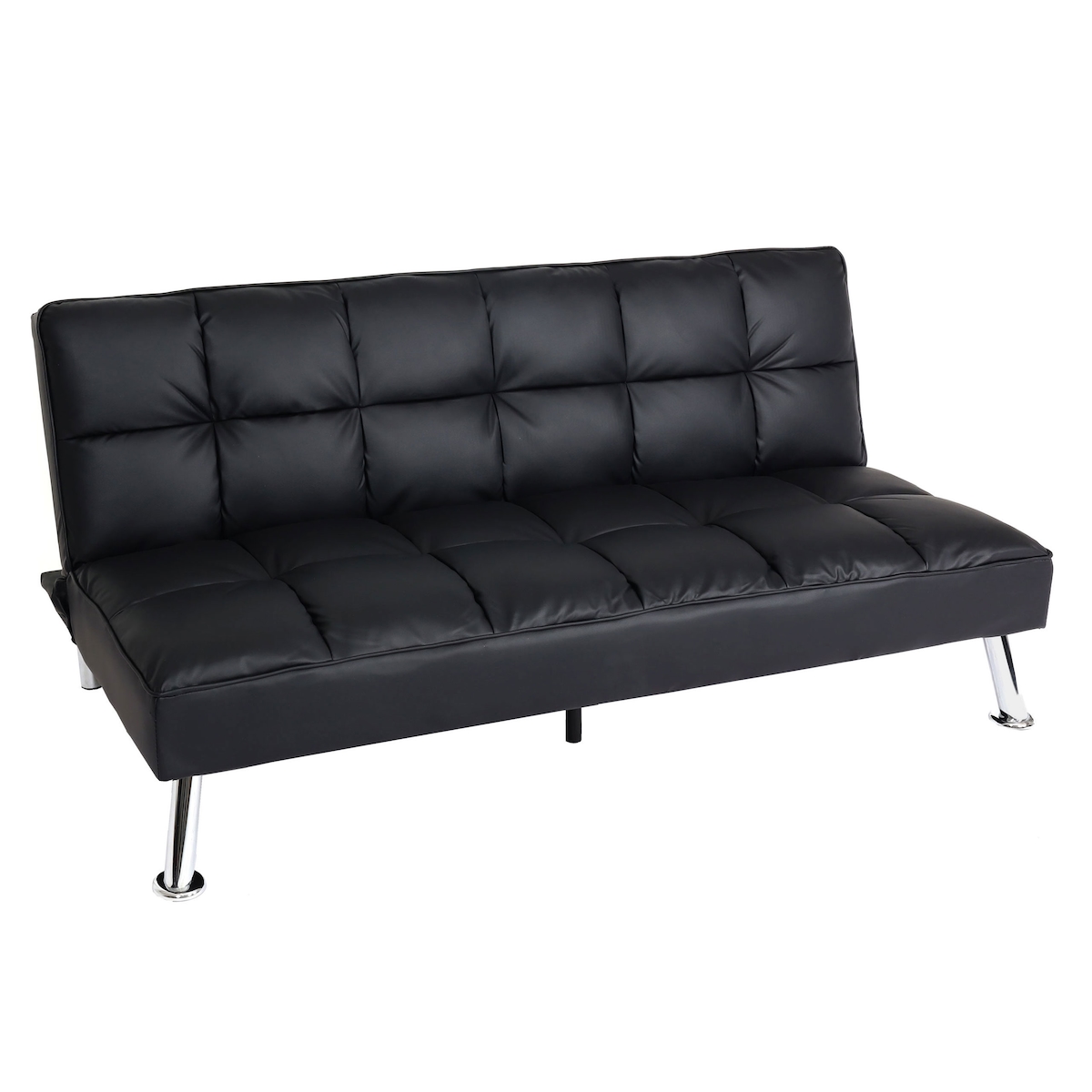 Mendler Sofa HWC-K21, Klappsofa Couch Schlafsofa, Nosagfederung Schlaffunktion Liegefläche 181x107cm ~ Kunstleder, schwarz Image
