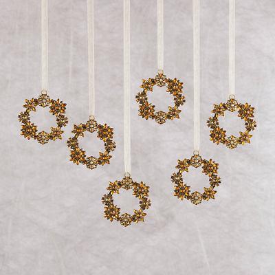 Crystal Floral Wreath Ornaments, Set of Six - Frontgate