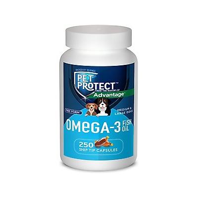 Pet Protect Free Form Omega-3 Fish Oil Snip Tip Capsule Supplements for Medium & Large Dogs, 250 count