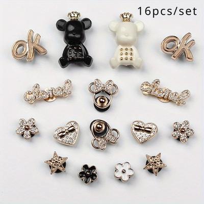 TEMU 16pcs/set Crown Bear Shoe Charms For Three-dimensional Diy Accessories, Removable Shoe Buckle Accessories