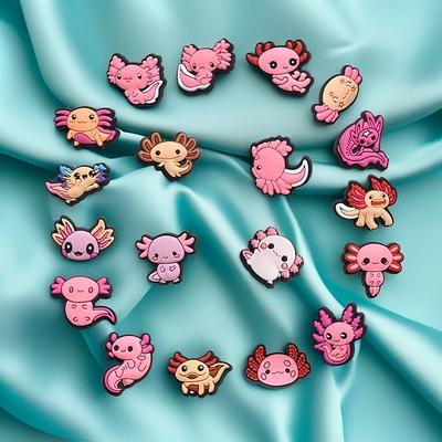 TEMU 19pcs Cute Animal & Cartoon Shoe Charms Set - Pink Pvc Decorative Accessories For Boots, Jewelry & Watches