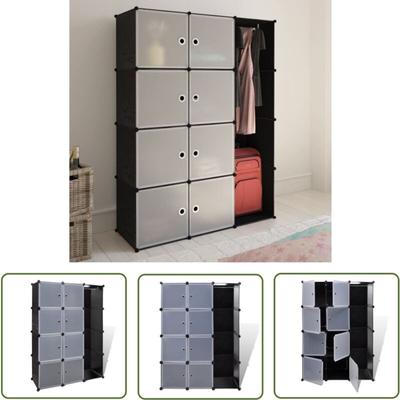 Modularer Schrank mit 9 Fächern 109x36,5x143cm Schwarz und Weiß - Modulares Regal - Garderobe Image