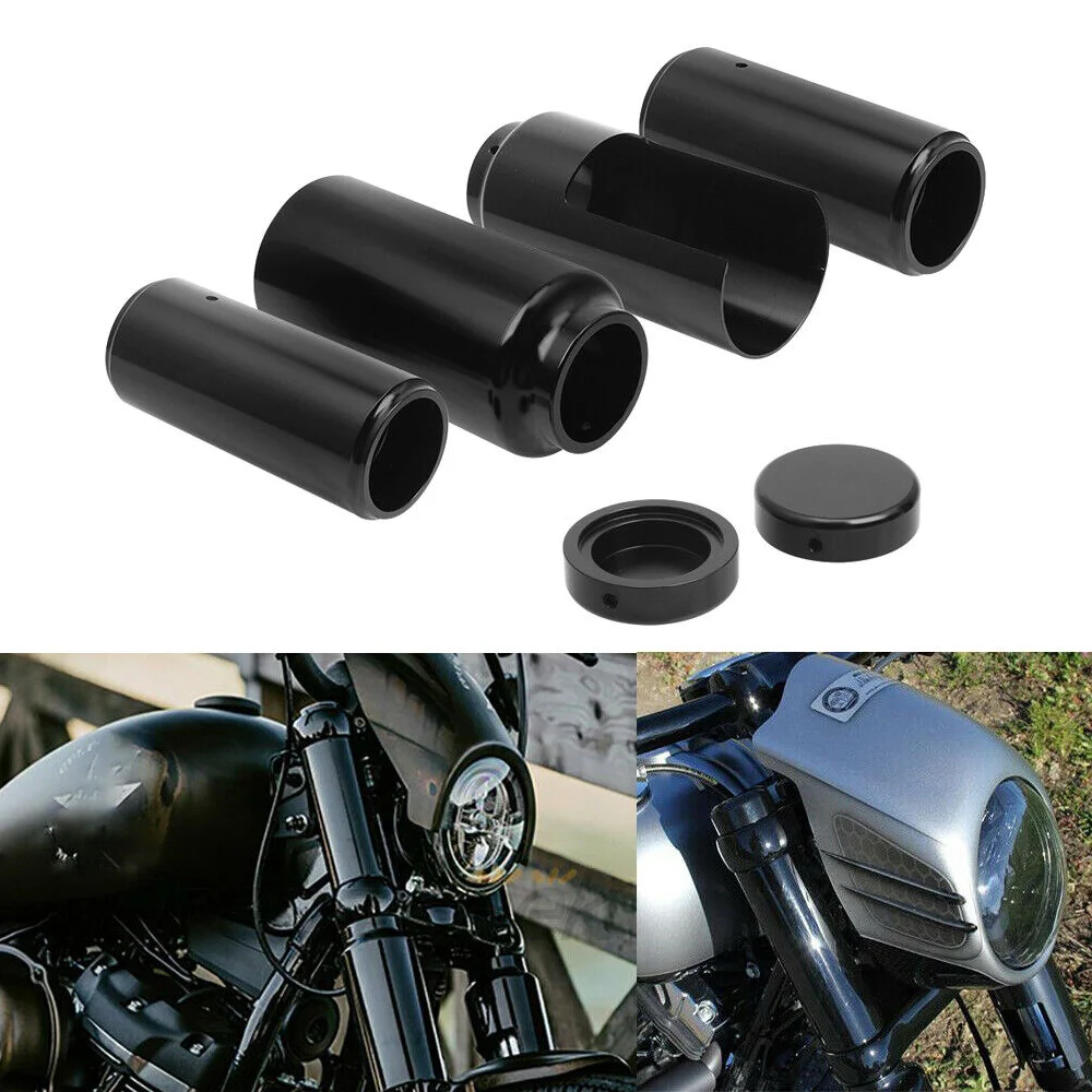 Motorrad Aluminium Schwarz Voll Vorderradgabel Abdeckung Rohr Kappe Set Für Harley Softail Street Bob FXBB Low Rider FXLR 107 2018-2022 21