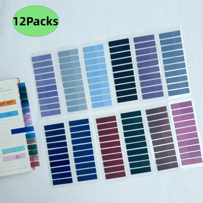 12 Packs Transparentes Sticky Notes Self-Adhesive Annotation Read Books Bookmarks Tabs Notepad Aesthetic Stationery