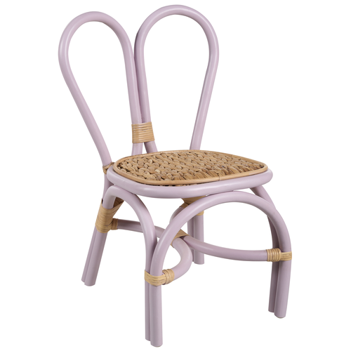 Kinderstuhl Violett aus Rattan Natur Handgefertigt Indoor Outdoor Boho Stil für Kinderzimmer