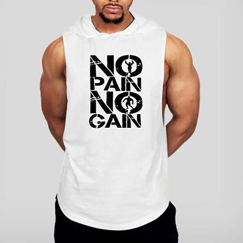 Herren Workout-Tanktop Lauf-Tanktop Fitness-Tanktop Ärmellos Weste / Gilet Lässig Athleisure Sommer Buchstabe Baumwolle Schnelltrocknend Weich Atmungsaktiv Fitnesstraining Gehen Joggen Sportbekleidung Image