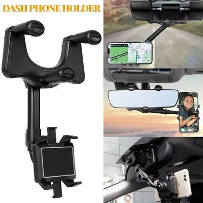 Car Phone Holder Clip Car Stand Adjustable Bracket Auto Rear View Mirror Mount Cell Phone GPS Mount