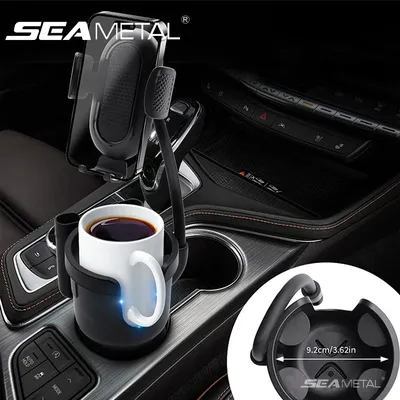 SEAMETAL Car Water Cup Holder Multi-functional 3 In 1 Phone Mount Stand Adjustable Rotatable Cup