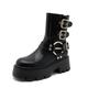 Picusiqa Womens Platform Ankle Boots Zip Belt Buckle Riding Boots Fashion Chunky Motorcycle Boots（Black Size 5.5/36/4.5）