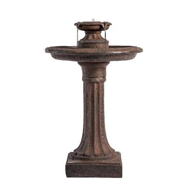 XBrand 28" Tiered Freestanding Classic Bird Bath Outdoor Water Fountain w/ Auto Shut-Off Pump, Brown