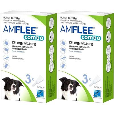 Amflee® combo 134 mg/120,6 mg für mittelgroße Hunde Doppelpack 2x3 St Lösung Image