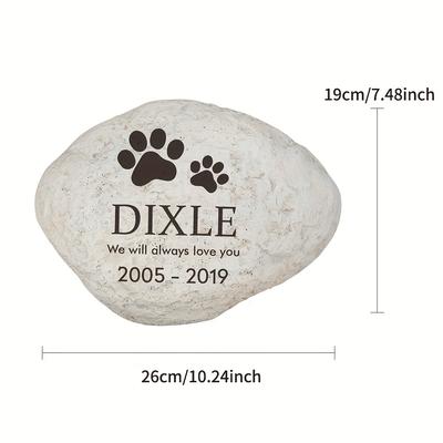 TEMU Customisation Personalized Dog Pet Loss Stones- Engraved Name And Dates Pet Dog Garden Stones Grave Markers, Sympathy Pet Dog Memorial Gifts Outdoor