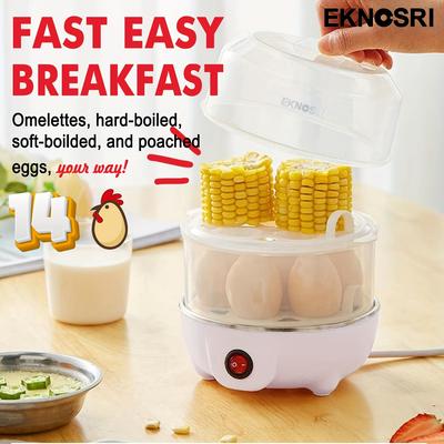 TEMU Eknosri Electric Egg Poacher, Egg Steamer, , Egg Cooker, Boiler Maker Soft, Medium Or Hard Boiled 14 Egg Capacity Automatic Shut Off, Noise Free, White