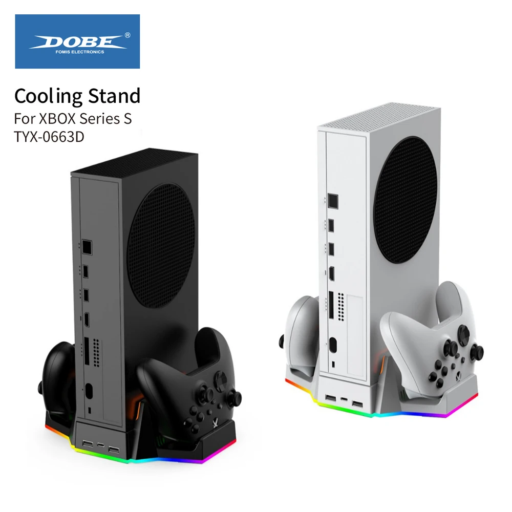 Dobe For Xbox Series S RGB Vertical Cooling Fan Stand with Dual Controller Charger Battery Pack Charging Dock Xbox SS TYX-0663D