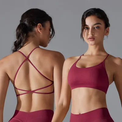 Women Sports Bra Yoga Bra Sexy Back Cross Sports Bra Gym Top Fitness Running Bra Workout Underwear Running Gym Padded Bralette