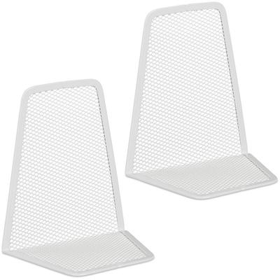 Relaxdays - Buchstütze, 2er-Set, modernes Mesh-Design, Bücher und Ordner, Buchhalter HxBxT: 14 x 12 Image