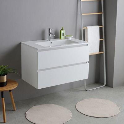 Kiamami Valentina - Unterschrank Mit Waschtisch In 80 Cm – Weisse Holzoptik Bilbao Image
