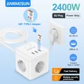 Cube de multiprise avec interrupteur, 3 prises ca, 3 Ports USB, câble d'extension de 1.5M, adaptateur d'alimentation multi-prise électrique pour voyage et maison