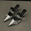 Punk Goth Metall Schnalle High Heels frauen Sandalen Sommer Spitz Silber Party Schuhe Mode Damen