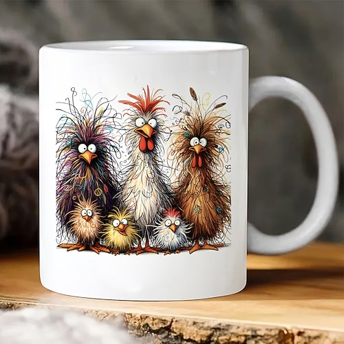 Lustige Tasse mit Hahn aus Keramik, lustige Kaffeetasse, schwarz, Retro, Vintage, lässiger Streetstyle, Geschenktasse, 11,2 oz/330ml Image