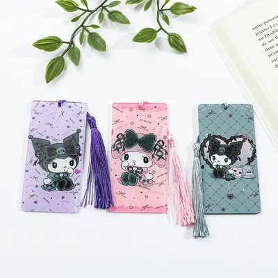 Cartoon Kuromi Melody Bookmark Acrylic Page Mark Tool Stationery Supplies Heart Cute Girls Women