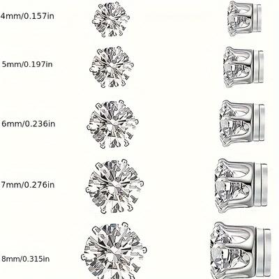 TEMU 10-piece Magnetic Zirconia Ear Stud Set, 4-8mm, Simple & Elegant Style, Easy Clip Non-piercing Design, Varied Sizes For Luxurious Look