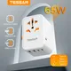 TESSAN Adattatore da viaggio GaN da 65 W Presa universale con 2 USB 3 Tipo C Adattatore di alimentazione interna a ricarica rapida Spina UE/Regno Unito/USA/AUS