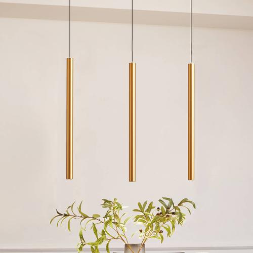 Lindby Schienensystem 48V Lumaro, Pendel, Röhre, 3-flg., gold, CCT