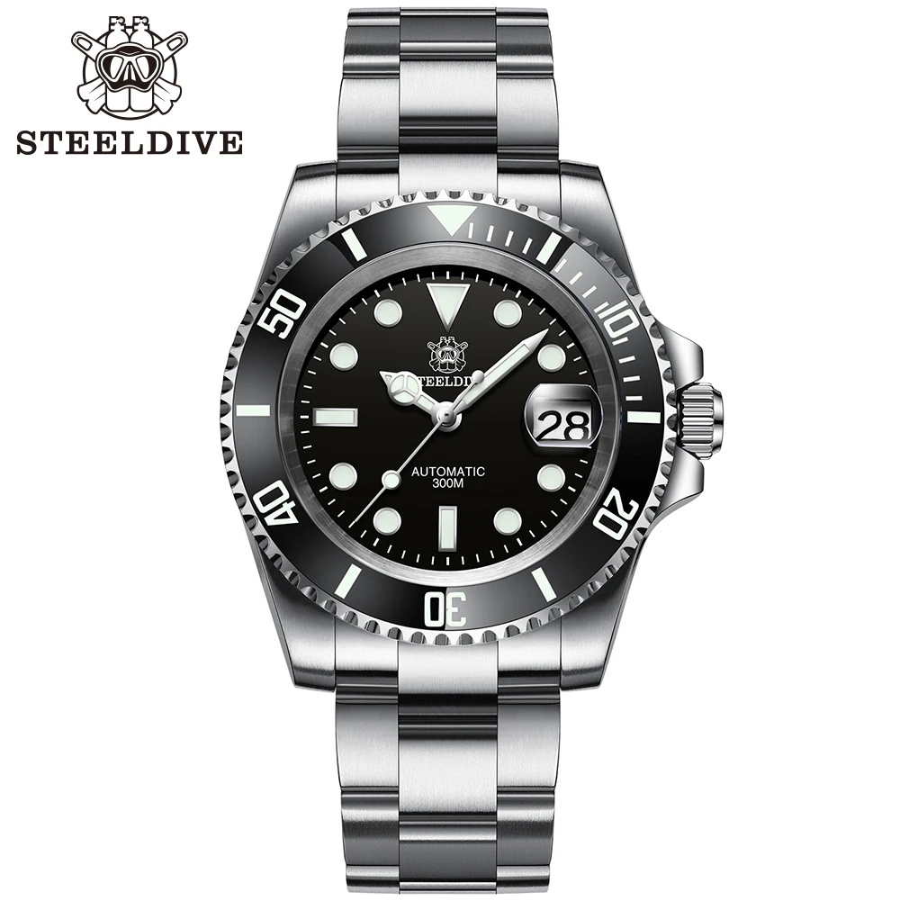 Steel dive sd1953 Neuankömmling Edelstahl zweifarbiges Zifferblatt nh35 Automatik uhr 300m wasserdichte Saphirglas Herren Taucher uhren Image