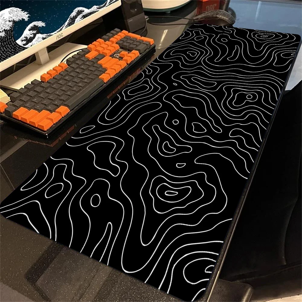 XXL Schwarz Schreibtischzubehör Topografisches Mauspad Strata Liquid Mousepad Bürozubehör Gamer Schreibtischunterlage XL Gaming Setup Table Image