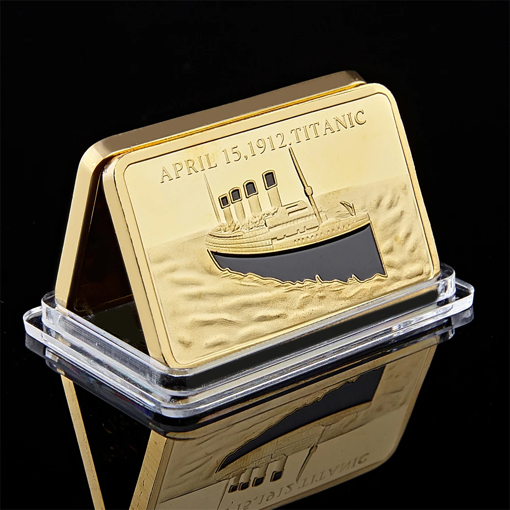 1912 Titanic-Schiff zur Erinnerung an RMS Opfer 1OZ Golden Commemorative Bar/Münz-Sammlung Image